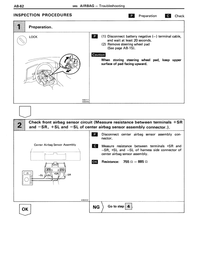 Inspection Procedures — MK3 Supra SRS Airbag, page 62