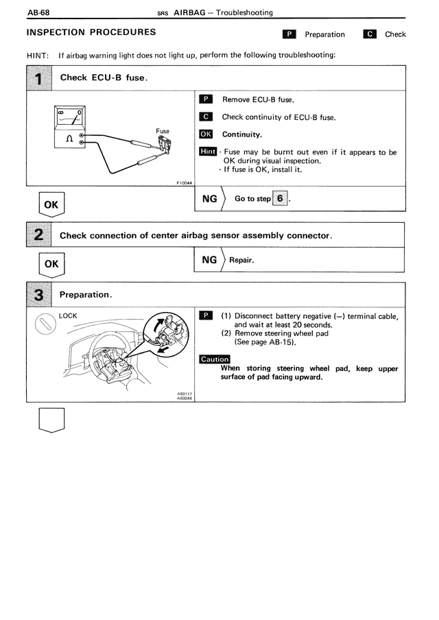 Inspection Procedures — MK3 Supra SRS Airbag, page 68