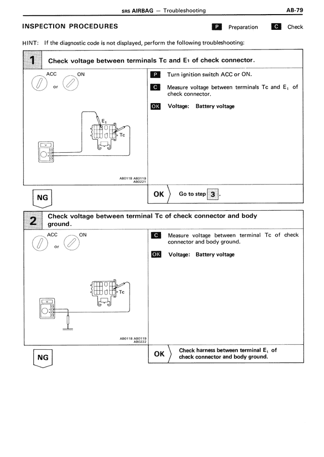 Inspection Procedures — MK3 Supra SRS Airbag, page 79