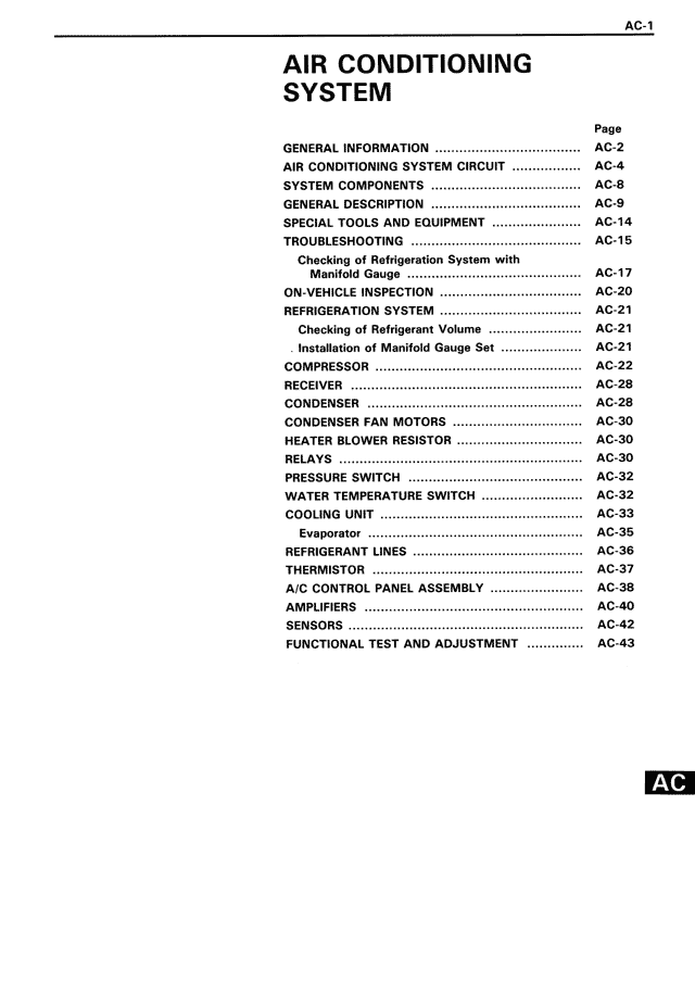 Air Conditioning System — MK3 Supra Air Conditioning System, page 1
