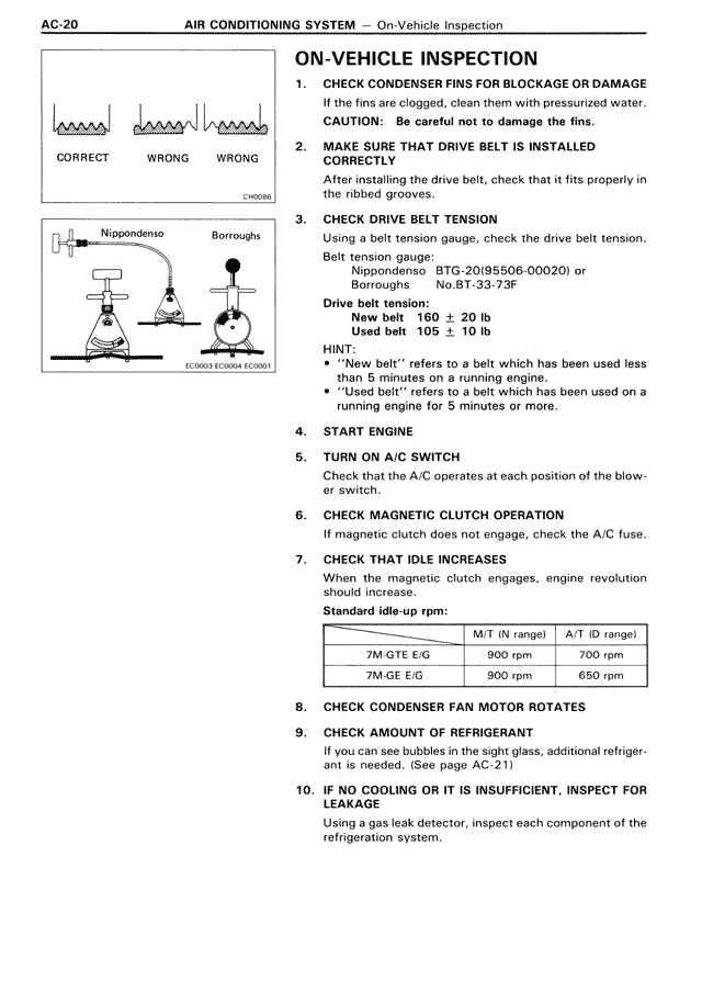 On-Vehicle Inspection — MK3 Supra Air Conditioning System, page 20