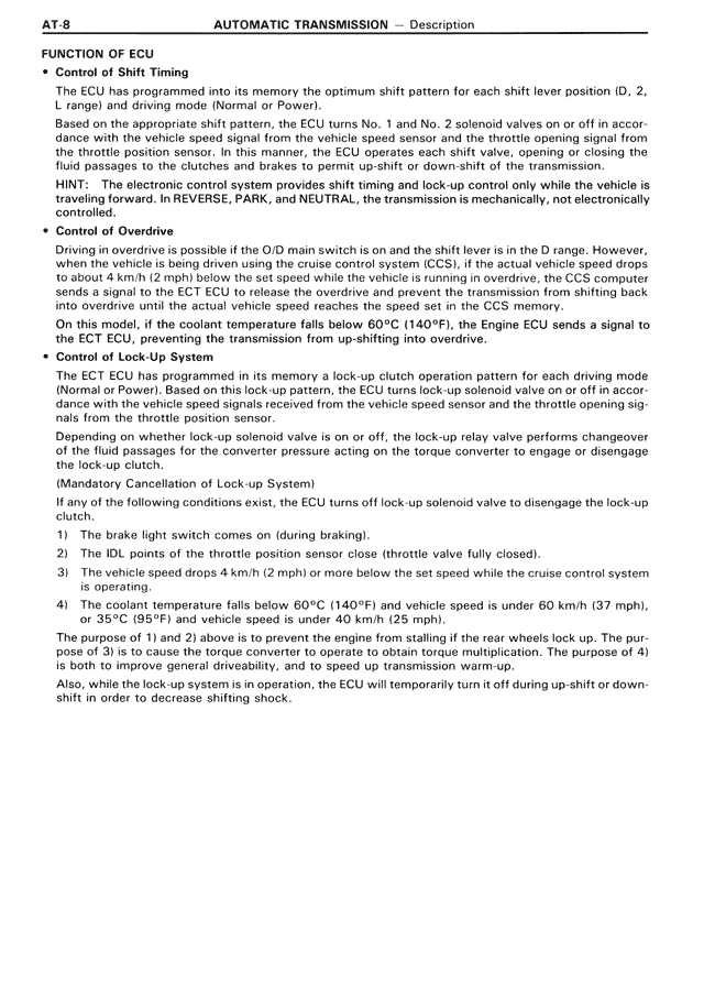 Function of ECU — MK3 Supra Automatic Transmission, page 8