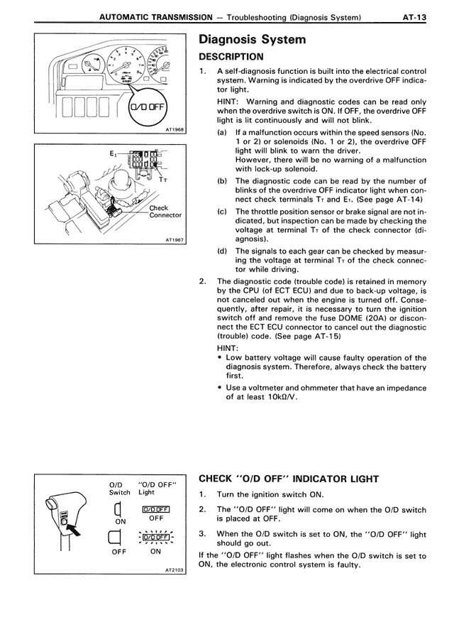 Diagnosis System — MK3 Supra Automatic Transmission, page 13