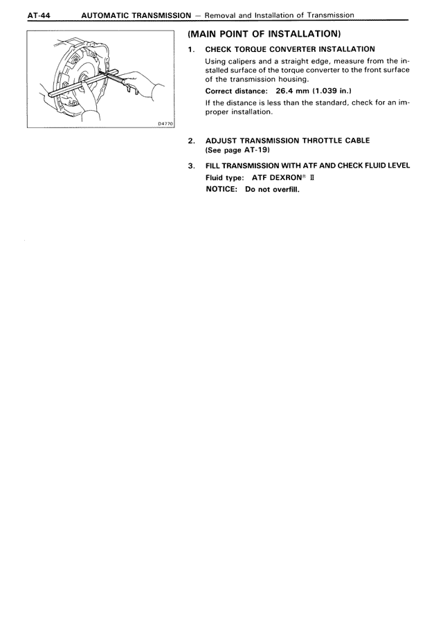 (Main Point of Installation) — MK3 Supra Automatic Transmission, page 44