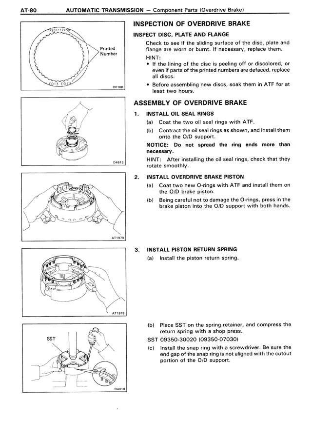 Inspection of Overdrive Brake — MK3 Supra Automatic Transmission, page 80