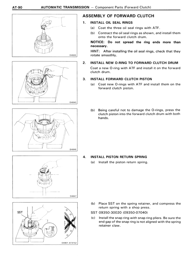 Assembly of Forward Clutch — MK3 Supra Automatic Transmission, page 90