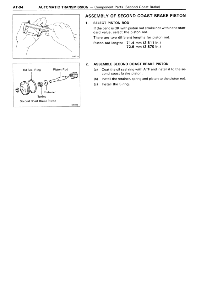 Assembly of Second Coast Brake Piston — MK3 Supra Automatic Transmission, page 94