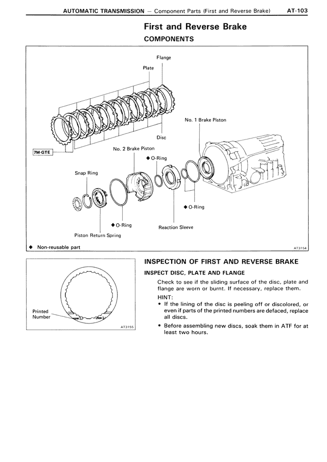 First and Reverse Brake Components — MK3 Supra Automatic Transmission, page 103