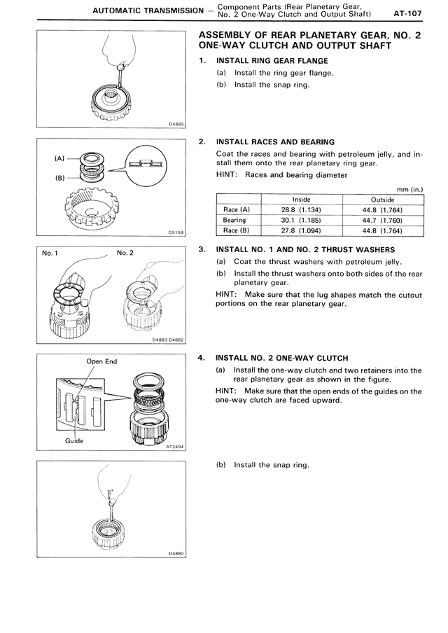 Assembly of Rear Planetary Gear, No. 2 One-Way Clutch and Output Shaft — MK3 Supra Automatic Transmission, page 107