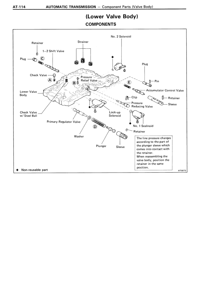 (Lower Valve Body) Components — MK3 Supra Automatic Transmission, page 114