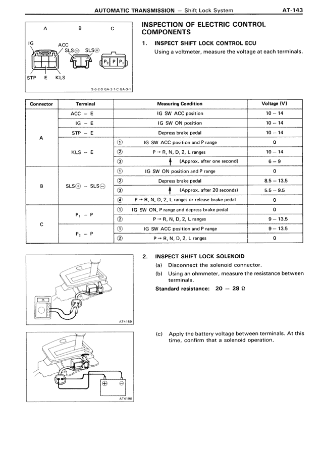 Inspection of Electric Control Components — MK3 Supra Automatic Transmission, page 143