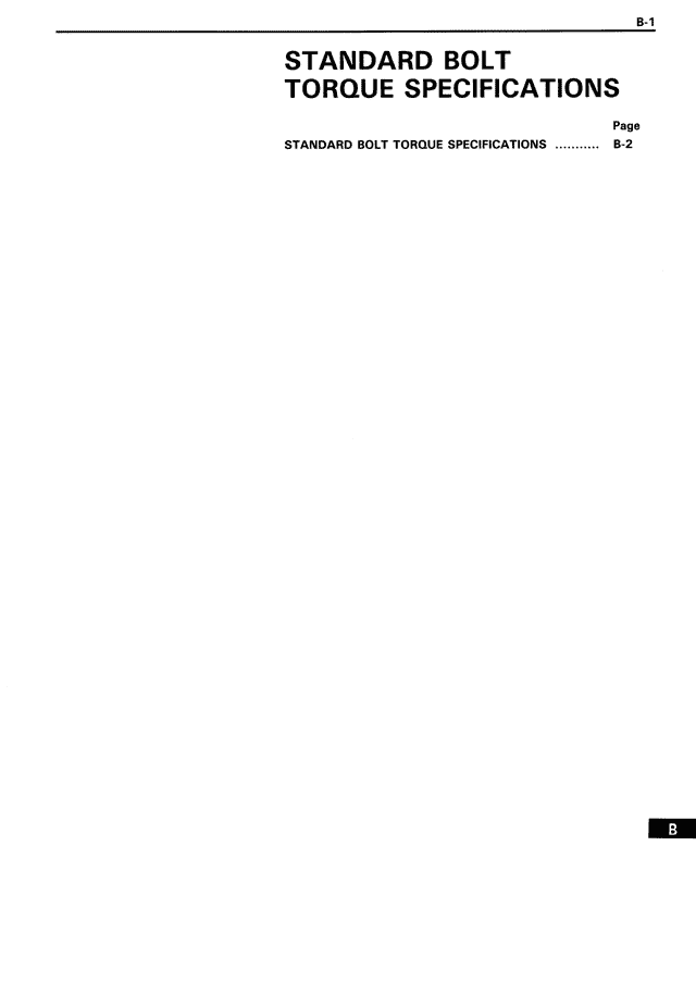 Standard Bolt Torque Specifications — MK3 Supra Standard Bolt Torque Specifications, page 1