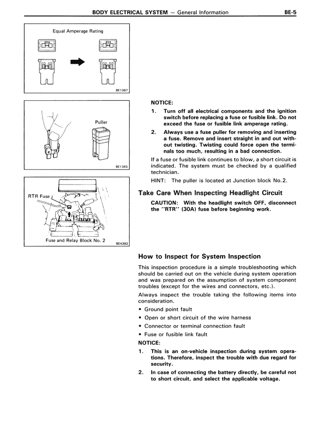 Body Electrical System — MK3 Supra Body Electrical System, page 5
