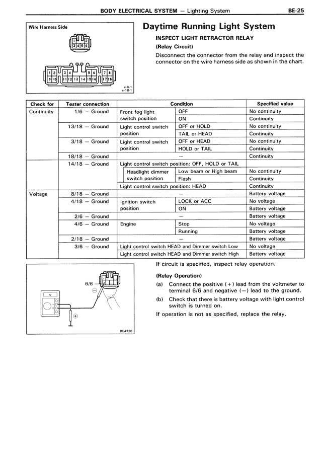 Daytime Running Light System — MK3 Supra Body Electrical System, page 25