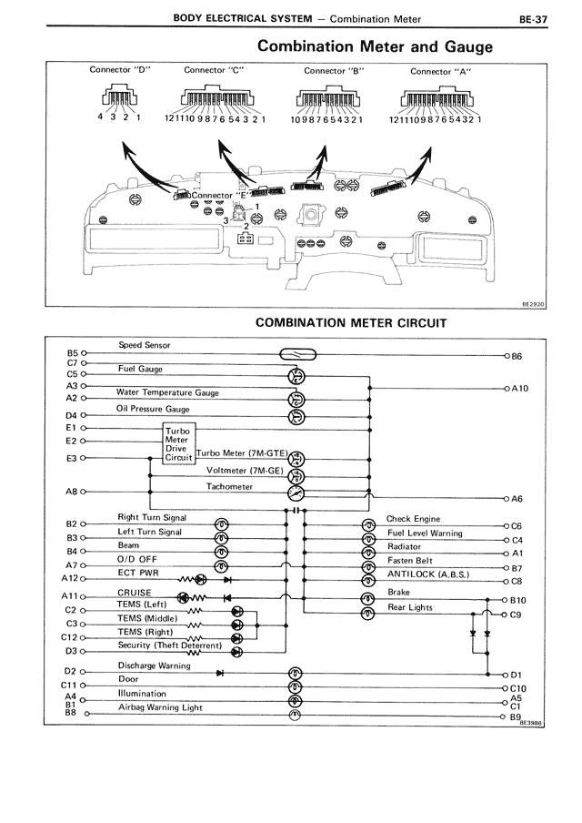 Combination Meter and Gauge — MK3 Supra Body Electrical System, page 37