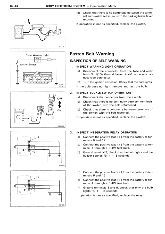 Fasten Belt Warning — MK3 Supra Body Electrical System, page 44