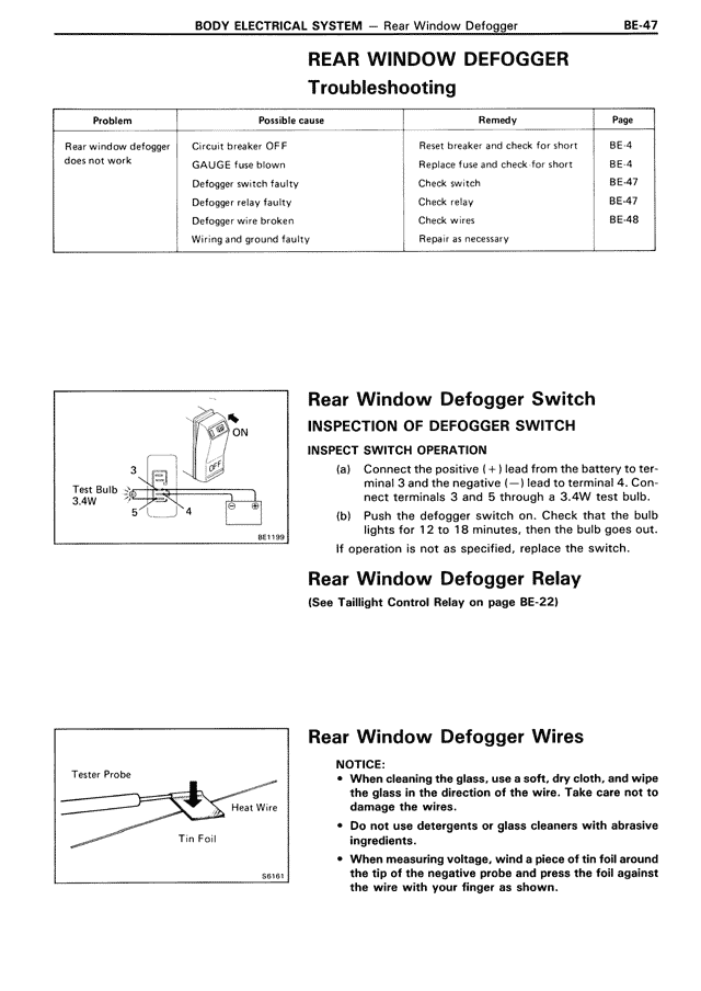 Rear Window Defogger — MK3 Supra Body Electrical System, page 47
