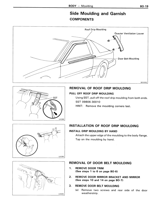 Side Moulding and Garnish Components — MK3 Supra Body, page 19