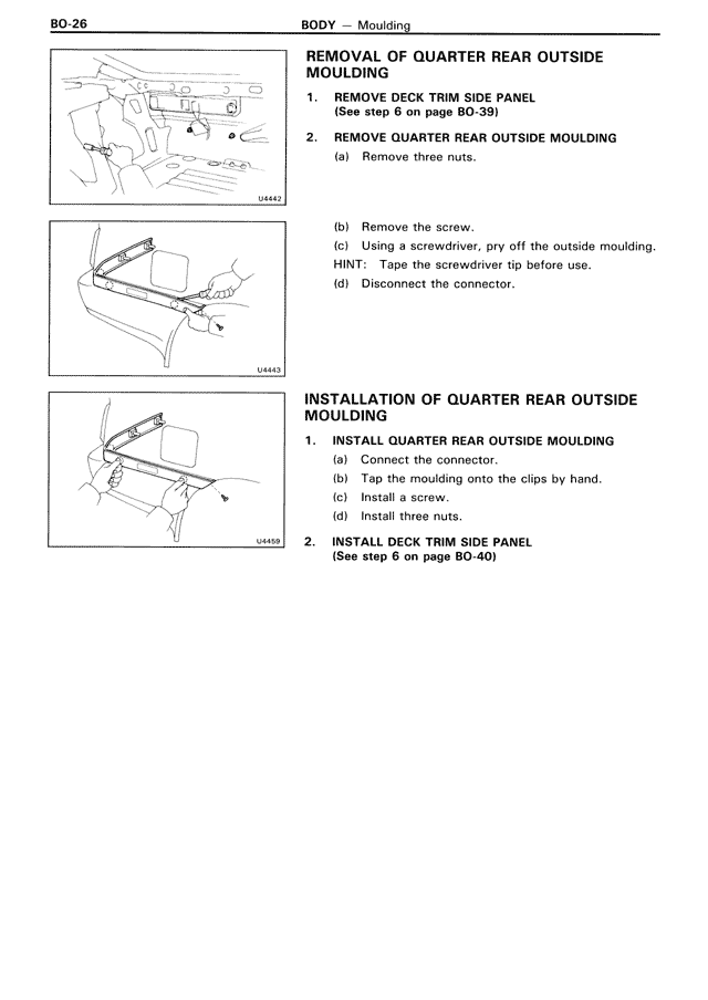 Removal of Quarter Rear Outside Moulding — MK3 Supra Body, page 26