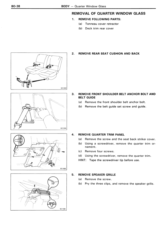 Removal of Quarter Window Glass — MK3 Supra Body, page 38