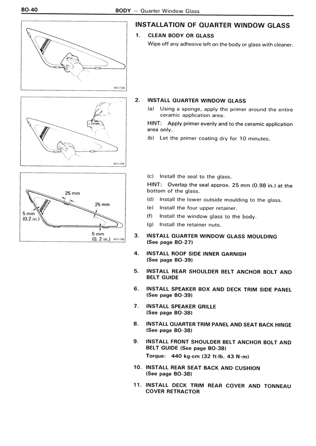 Installation of Quarter Window Glass — MK3 Supra Body, page 40