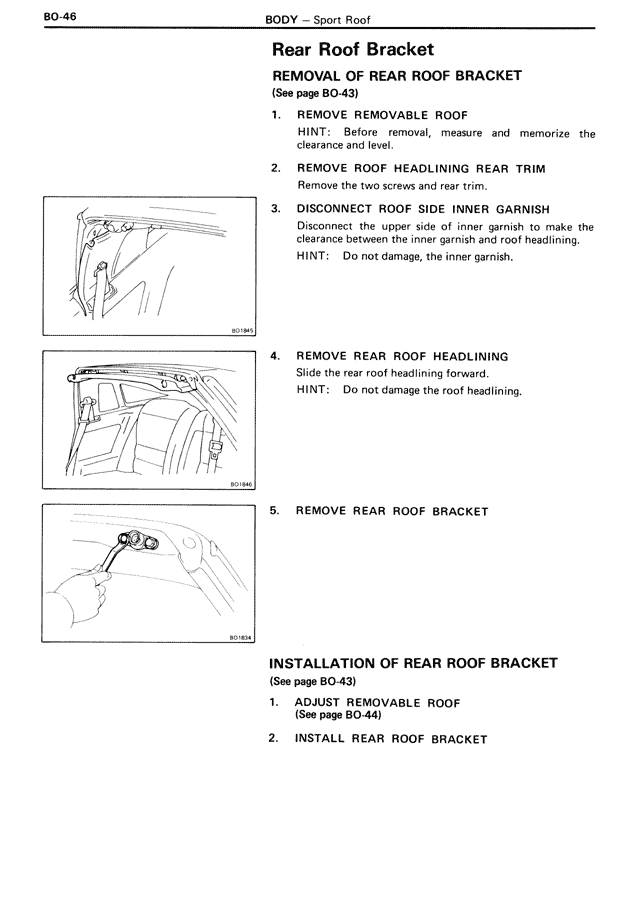 Rear Roof Bracket — MK3 Supra Body, page 46