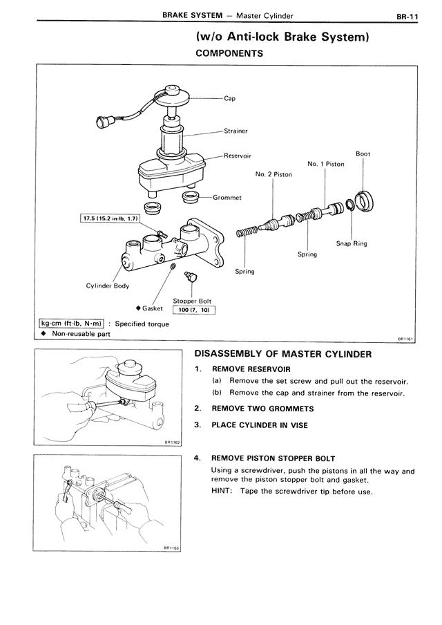 (w/o Anti-lock Brake System) — MK3 Supra Brake System, page 11