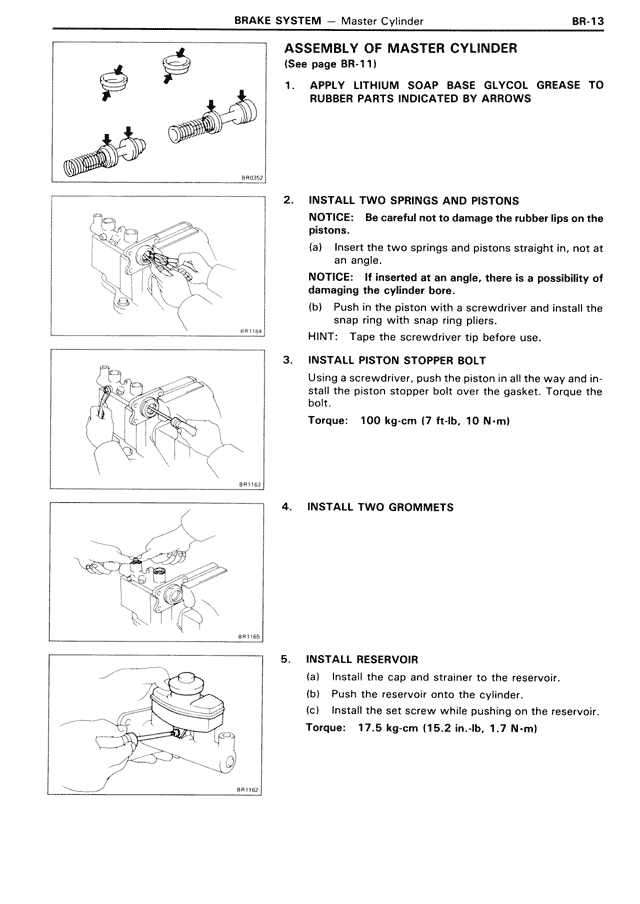 Assembly of Master Cylinder — MK3 Supra Brake System, page 13