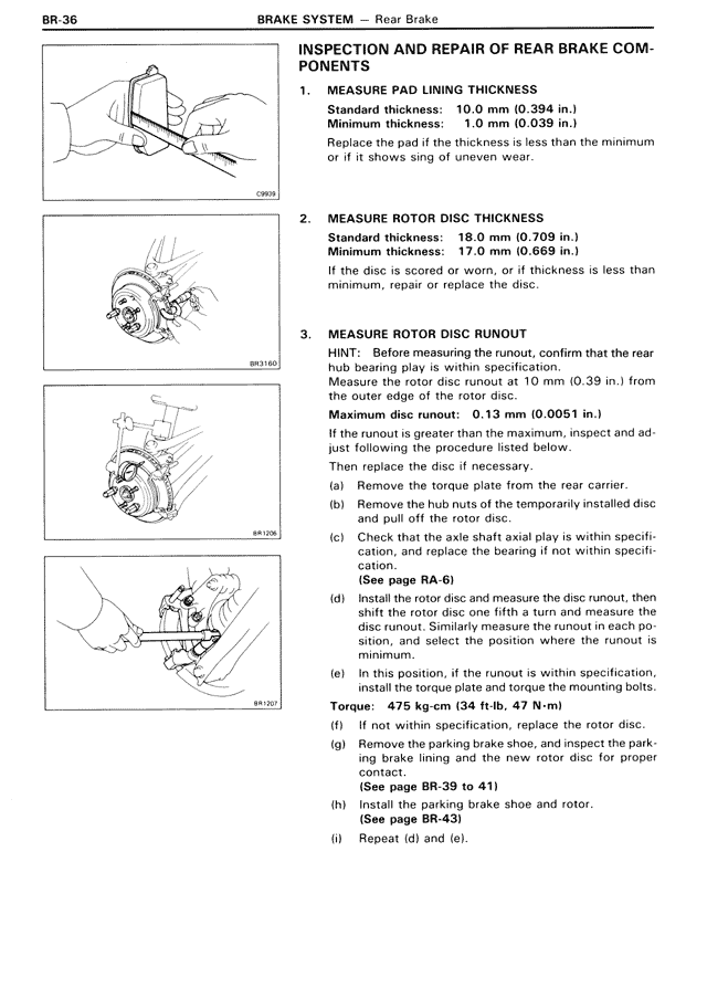 Inspection and Repair of Rear Brake Components — MK3 Supra Brake System, page 36