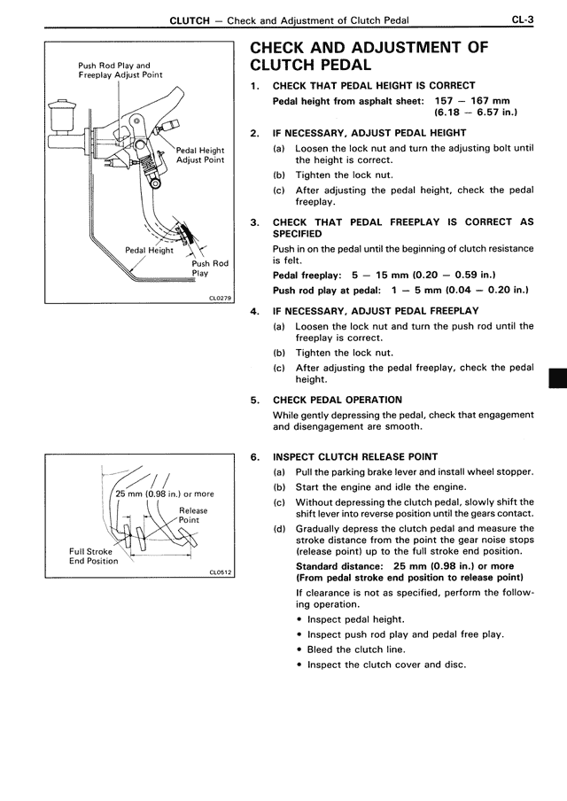 Check and Adjustment of Clutch Pedal — MK3 Supra Clutch, page 3