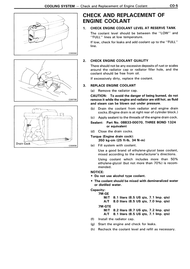 Check and Replacement of Engine Coolant — MK3 Supra Cooling System, page 5