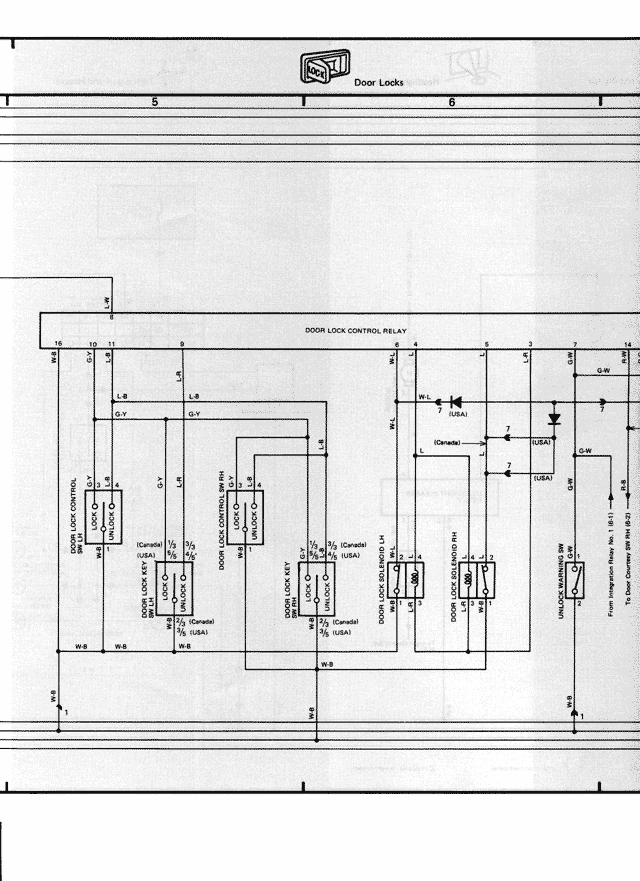 Door Lock Control Relay — MK3 Supra Electrical Wiring Diagrams, page 17