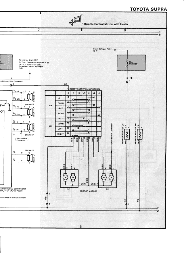 Remote Control Mirrors with Heater — MK3 Supra Electrical Wiring Diagrams, page 26