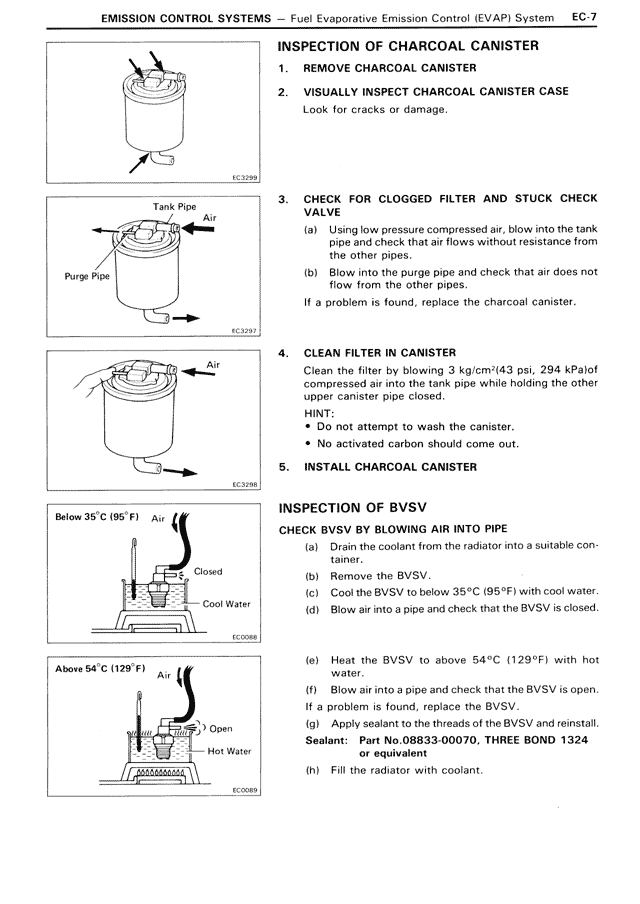 Inspection of Charcoal Canister — MK3 Supra Emission Control Systems, page 7