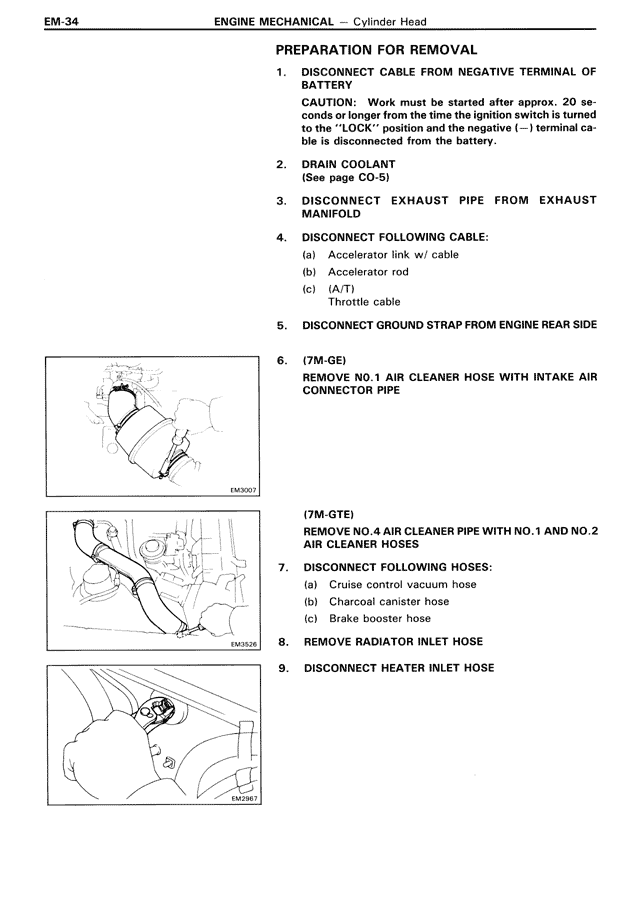 Preparation for Removal — MK3 Supra Engine Mechanical, page 34