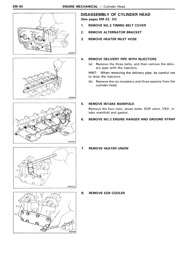 Disassembly of Cylinder Head — MK3 Supra Engine Mechanical, page 40