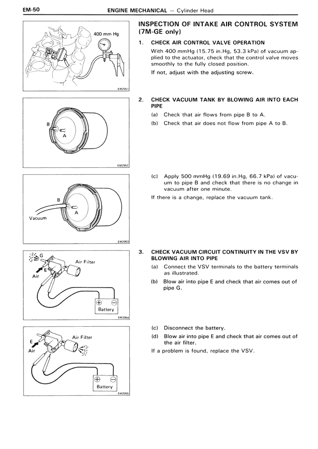 Inspection of Intake Air Control System (7M-GE only) — MK3 Supra Engine Mechanical, page 50