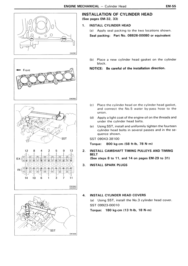 Installation of Cylinder Head — MK3 Supra Engine Mechanical, page 55