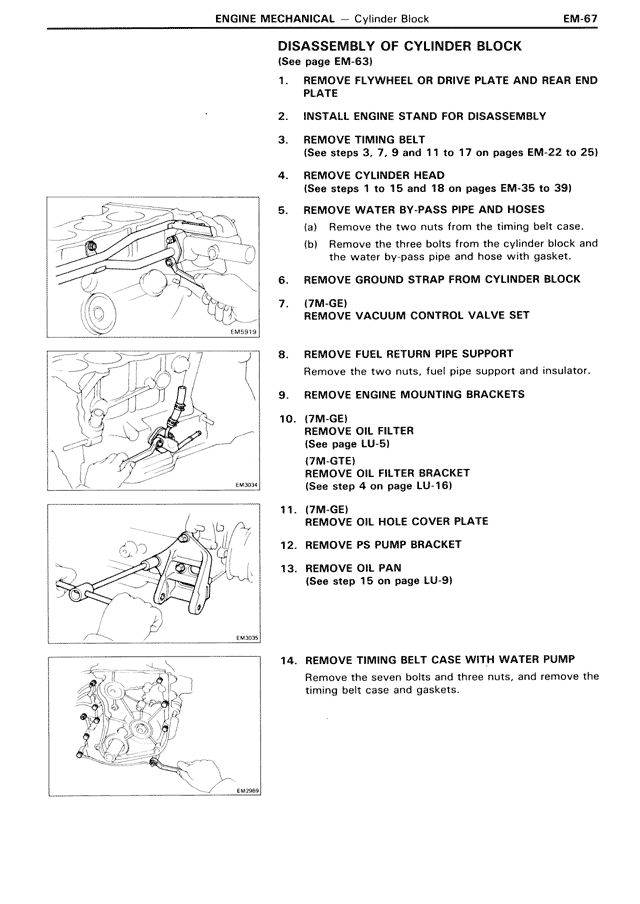 Disassembly of Cylinder Block — MK3 Supra Engine Mechanical, page 67