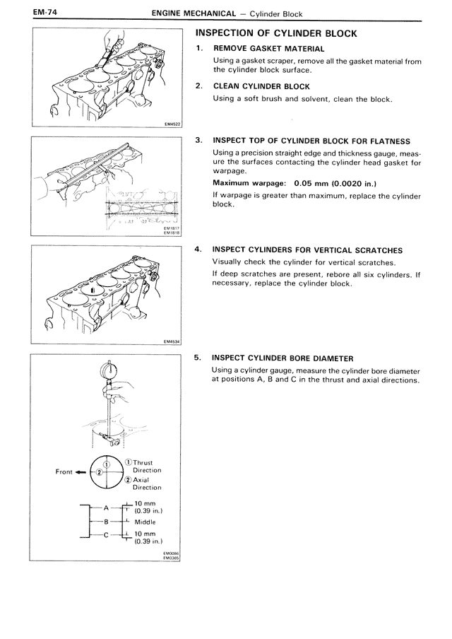 Inspection of Cylinder Block — MK3 Supra Engine Mechanical, page 74