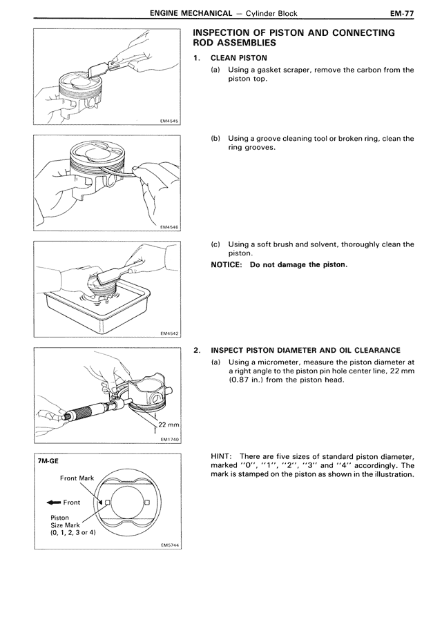 Inspection of Piston and Connecting Rod Assemblies — MK3 Supra Engine Mechanical, page 77