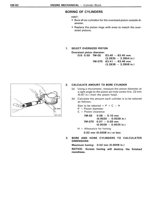 Boring of Cylinders — MK3 Supra Engine Mechanical, page 82