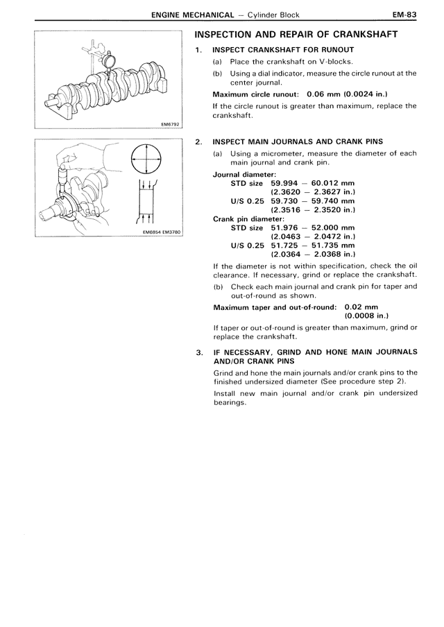 Inspection and Repair of Crankshaft — MK3 Supra Engine Mechanical, page 83