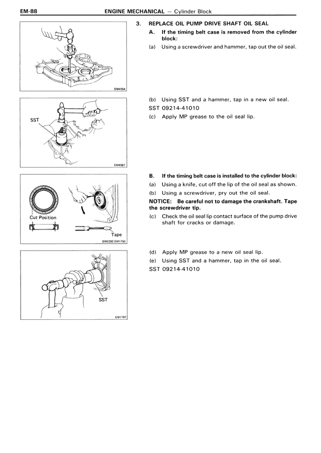 Replace Oil Pump Drive Shaft Oil Seal — MK3 Supra Engine Mechanical, page 88