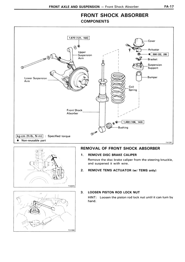 Front Shock Absorber Components — MK3 Supra Front Axle & Suspension, page 17