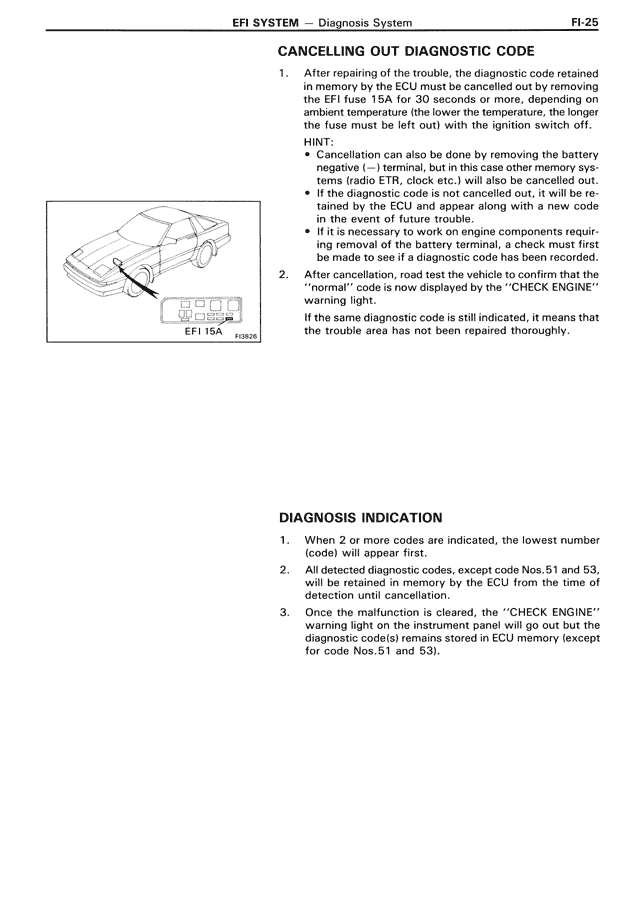 Cancelling Out Diagnostic Code — MK3 Supra EFI System, page 25