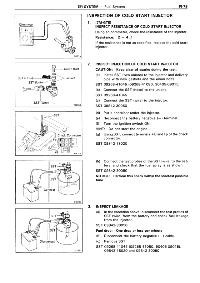 Inspection of Cold Start Injector — MK3 Supra EFI System, page 79