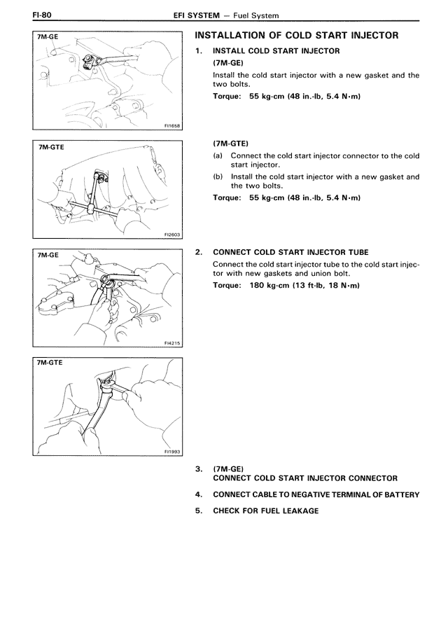 Installation of Cold Start Injector — MK3 Supra EFI System, page 80
