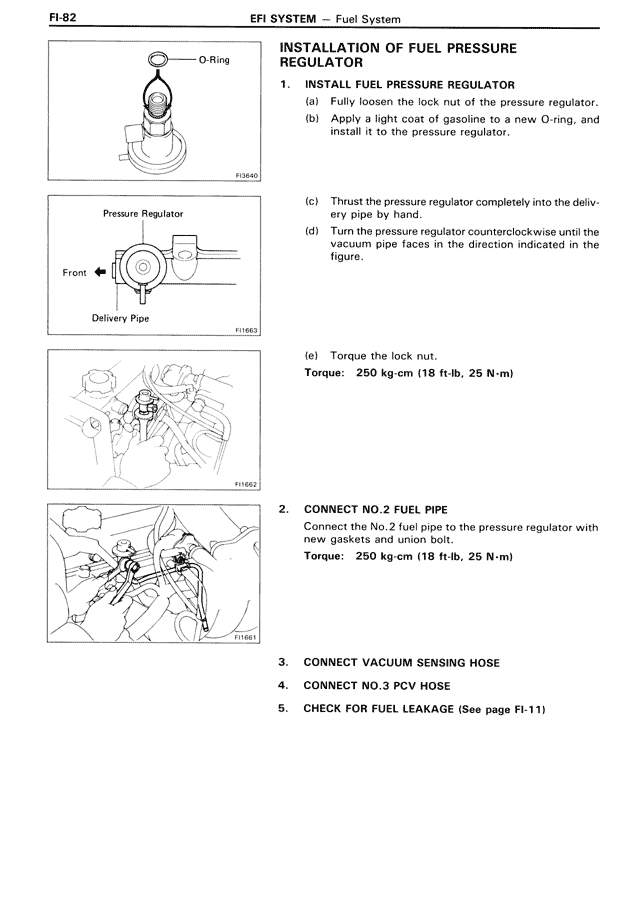 Installation of Fuel Pressure Regulator — MK3 Supra EFI System, page 82