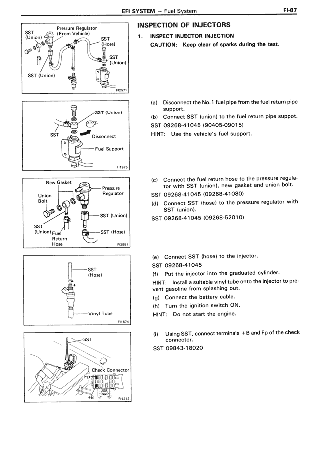 Inspection of Injectors — MK3 Supra EFI System, page 87